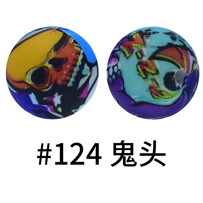 Wholesale 50pcs 16mm Print Silicone Beads Colorful Silicone Water Transfer Beads